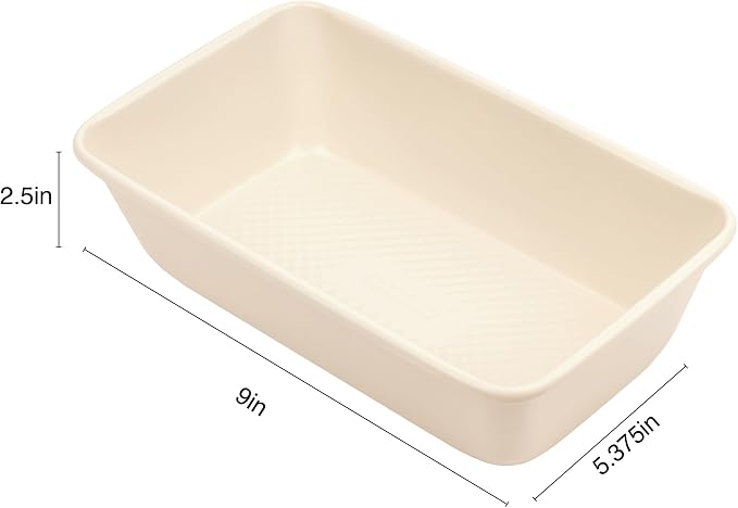 David Burke 9" Loaf Pan – Commercial Grade Heavy Gauge Steel, Dishwasher Safe, PFTE & PFOA Free, Oven Safe – Cream