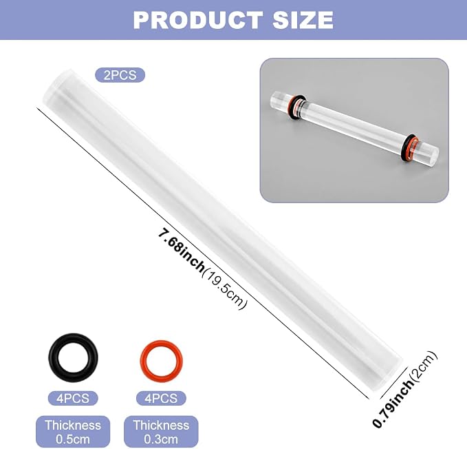 Polymer Clay Tools, 2Pcs Acrylic Rolling Pin with Thickness Rings Kit, Air Dry Clay Tools Clear Slab Roller Supplies Art Craft DIY Tool