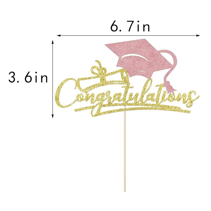 Congratulations 2026 Graduation Cake Topper,Congrats Grad Cake Decor - 2026 High School/College/Senior Graduation Party Decorations Supplies (Gold and rose gold)