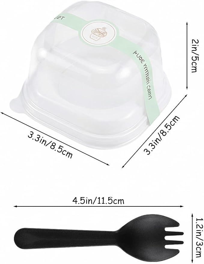 Plastic Mini Cupcake Container, 100 Pack Clear Plastic Mini Cake Box Individual Cupcake Containers, Cup Cake Holders With Lid For Wedding Birthday Party Gifts Supplies (Single-piece pack:)