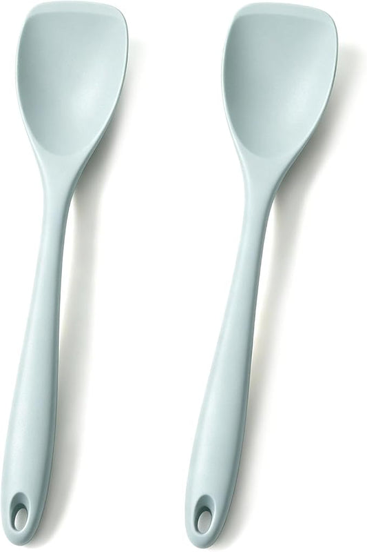 2 Pcs Silicone Spatula,Heat Resistant Rubber Spoonula, Seamless Non-Stick Flexible Scrapers for Baking Mixing Tool (GREEN 2)