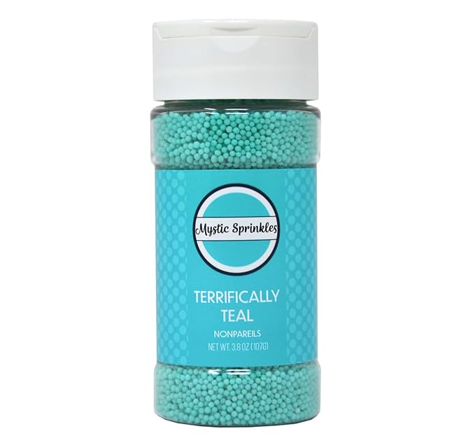 Mystic Sprinkles Solid Color Nonpareils 3.8oz Bottle (Terrifically Teal)