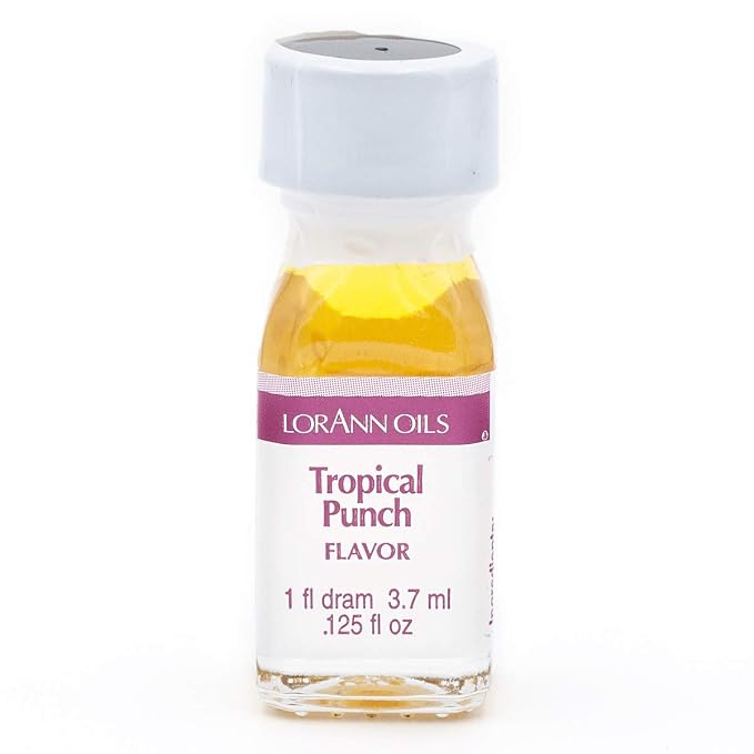 LorAnn Oils Super Strength Flavoring - Used For Candy Making, Flavoring, Baking, Hard Candy, & Flavor Oils - Bold, Natural Flavors 4X Stronger Than Extracts - Tropical Punch, Pack of 2, 0.125 fl oz