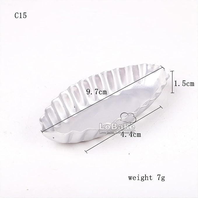 LoBake 10pcs per lot Various Design Fluted Edge Wavy Flower Cup Boat Round Shape Aluminium Tart Mould Jelly Pudding Cup Cupcake Mold Baking (C15)