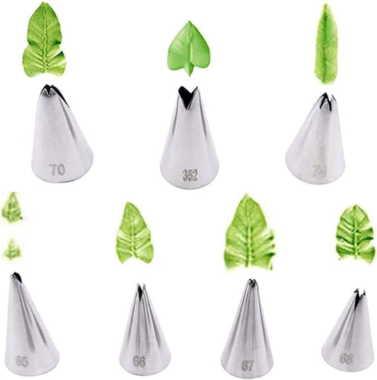 Leaf Piping Tips, Hsxxf 7PCS Russian Piping Tips Stainless Steel Piping Tips Piping Nozzles Cake Piping Icing Nozzles Cake Decorating Tips Set for DIY Baking Tools (7PCS Leaf)