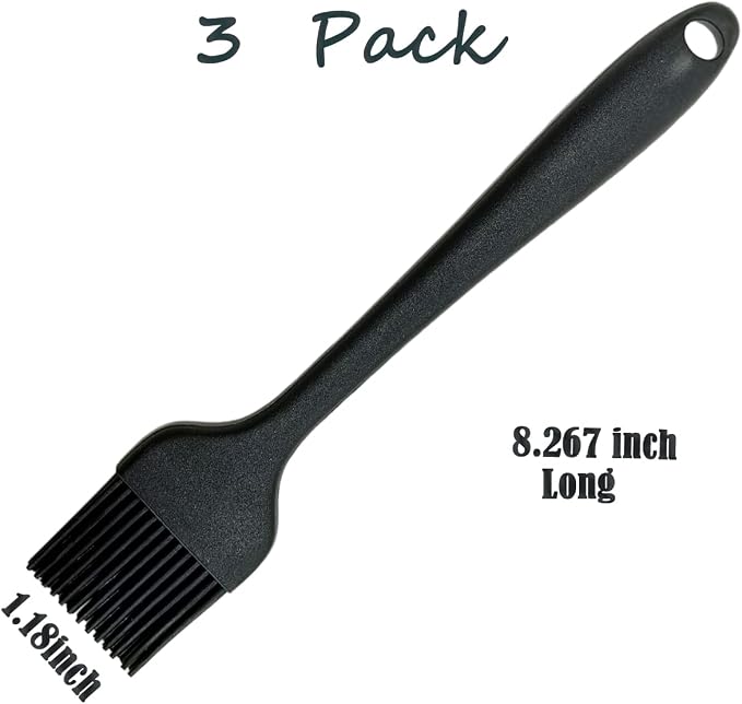 Pastry Brush For Baking,Silicone Basting Brush For Cooking,315°C Heat Resistant Food Brush for Oil & Sauce,Non-Shedding Kitchen Brushes for Butter Bread Meat Egg Wash Cake Baster(3pc Black)