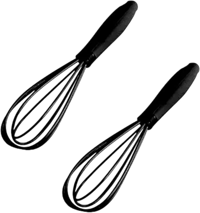 2Pcs Black Mini Silicone Whisk, 6.7inch Non-Scratch Non-Stick, Milk and Egg Beater Blender, Hand Egg Mixer, Kitchen Tool for Cooking, Baking, Mixing, Stirring, Kitchen Utensils