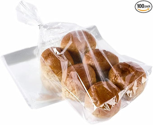 11 x 18 Inch French Bread Bags, 100 Clear Plastic Baugette Long Bags With Free Twist Ties - Mirco Perforated, Thickened, Freezer Safe, Disposable