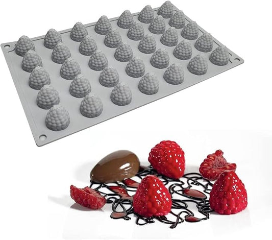 mostsom 35-Cavity 3D Raspberry Silicone Mold for Fondant Chocolate Candy Gum Paste Polymer Clay Resin Kitchen Baking Sugar Craft Cake Cupcake Decorating Tools (Raspberry D)