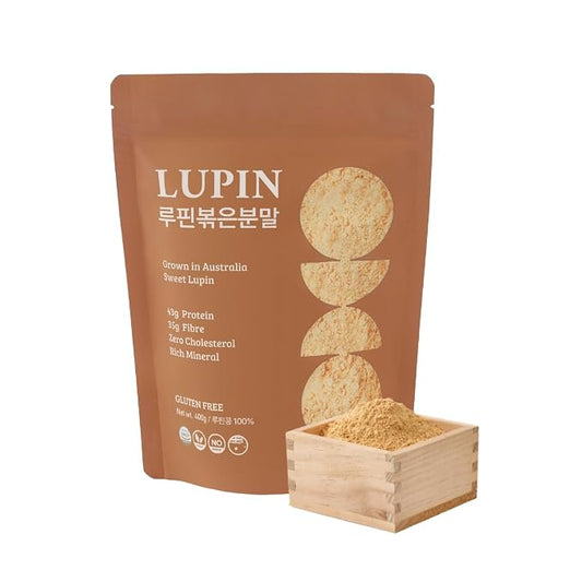 Lupinery Roasted Lupini Beans Flour Powder | 100% Australian Lupin 400g | High Protein Gluten Free Flour Alternative | Low Carb Plant Based Ingredient for Bread Smoothies Cooking and Baking