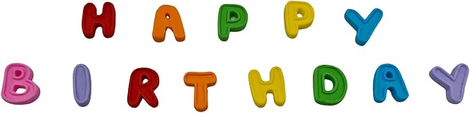 Edible Colorful 13pcs Big Edible Letters cake decorations, Spelling Happy Birthday cupcake toppers, perfect Icing Cookies decro for Birthday party Team Dinner