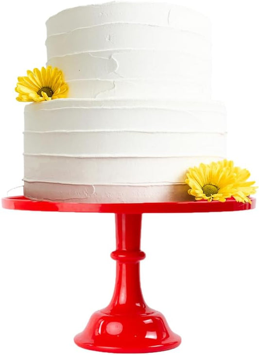 Sprinkles & Confetti 11" Red Cake Stand – Premium Melamine Dessert Display for Weddings, Valentine’s Day, Holiday Parties | Elegant Reusable Serving Tray for Cakes & Treats
