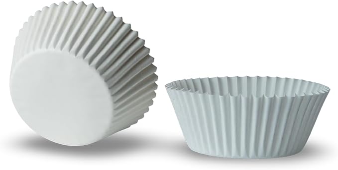 200 Paper Cupcake Liners, Muffin Liners or Baking Cups for Desserts, Muffins, Cupcakes and More Treats; Grease Proof, No Smell, Food Grade, Nut Serving Containers (White)