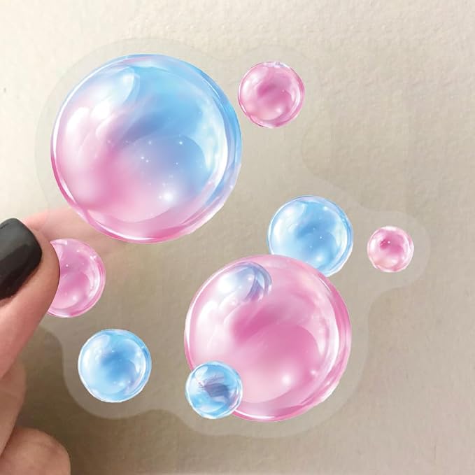 50Pcs Watercolour Dreamy Bubble Stickers for Adults Teens,PET Waterproof Rainbow Craft Bubble Stickers for Water Bottle Laptop Journaling Guitar Phone case Theme Party Favors DIY Lovers(Bubble)