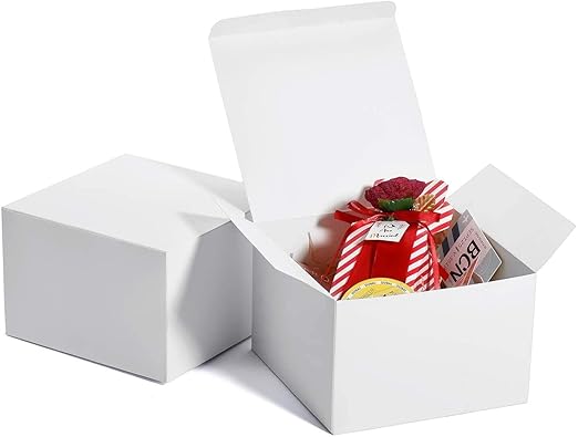 MESHA 6x6x4'' White Gift Boxes 50 PC,Bridesmaid Proposal Box, Recycled Paper Small Gift Boxes with Lids for Presents, Bulk for Party Favor, Crafting