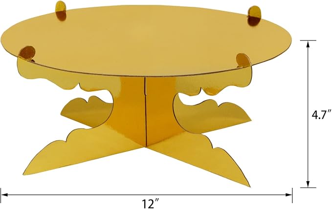 12 inch One Tier Cardboard Cupcake Stands & Cake Stands for Party (1, Gold)