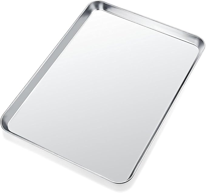 Baking Sheet, Yododo Stainless Steel Cookie Sheet Toaster Oven Tray Pan Rectangle Size 16 x 12 x 1 inch, Non Toxic & Healthy, Superior Mirror Finish & Easy Clean, Dishwasher Safe