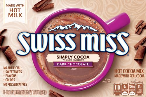 Swiss Miss Simply Cocoa Dark Chocolate Flavored Hot Cocoa Mix, 8 Count Hot Cocoa Mix Packets