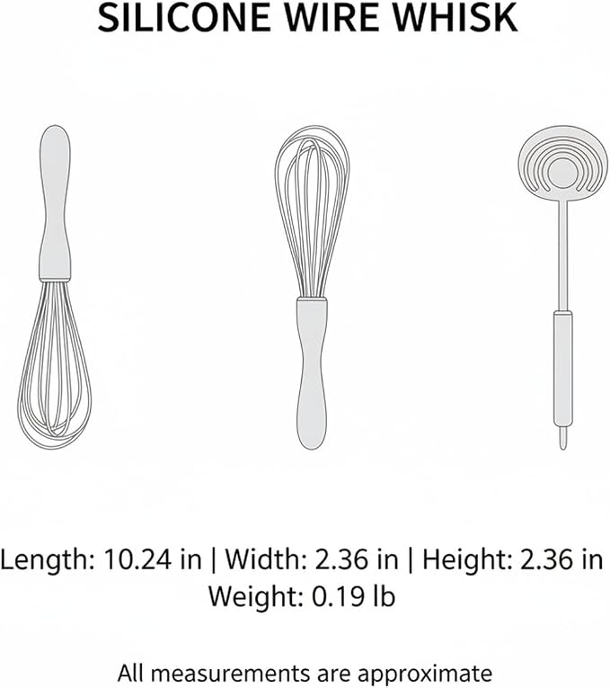 Silicone-Coated Wire Whisk with Stainless Steel Core, 10.2 Inch Egg Beater for Nonstick Cookware