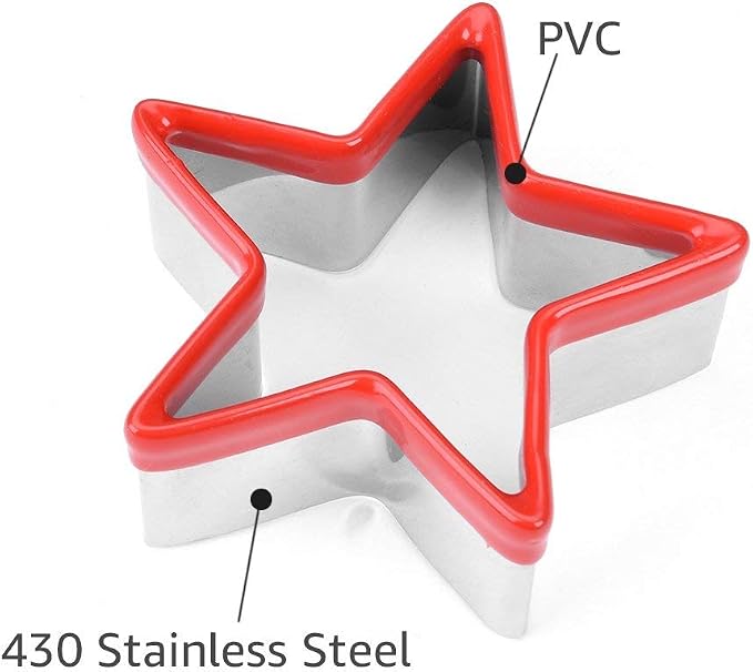 Star Cookie Cutters Set 3pcs Stainless Steel, Food Grade Large & Mini Star Cookie Cutter for Pressing Cookie, Sandwich and Bread