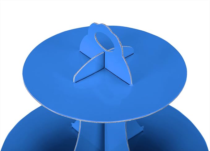 YLDW Cupcake Stand 2Pcs, 3-Tier Cupcake Stand Display, Cardboard Cup Cake Tower Stand, Disposable Dessert Stand for Birthday Tea Party Baby Shower Treat Decorations, Blue