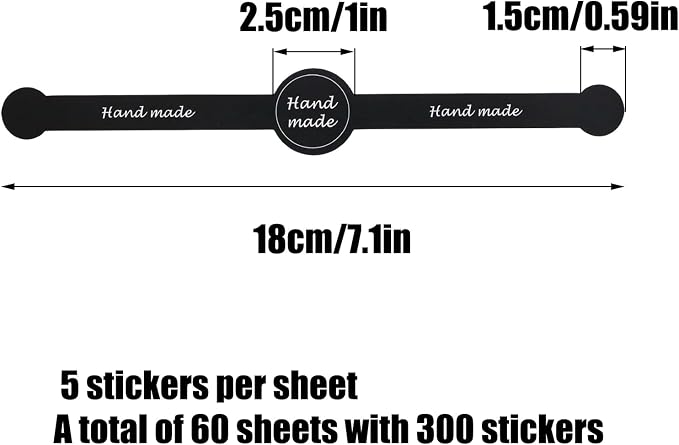 Pine & Linen 300pcs Handmade Tamper Seal Stickers,7.1"x1" Self Adhesive Tamper Evident Labels Long Strip Bakery Stickers,Secure Food Baking Seal Sticker for Food Packaging/Cake/Cookie/Gift Wrapping