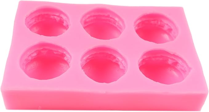 6-Cavity 3D Macaroon Silicone Molds Macaron Hamburger Fondant Mold Chocolate Candy Molds For Cake Decoration Cupcake Topper Polymer Clay Gum Paste Mini Soap Bath Bomb