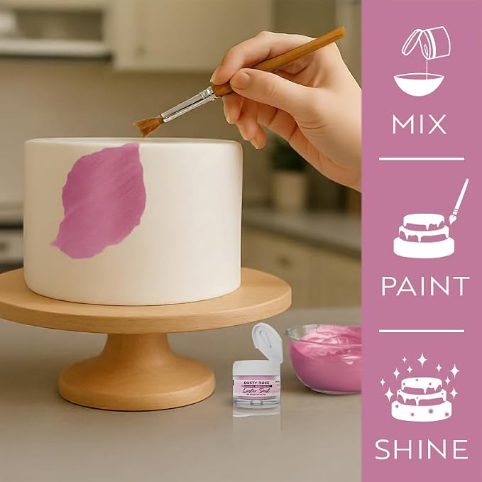 Luster Dust - Dusty Rose (4g 1x Jar) | Edible Vegan Dust & Paint for Cake Decorating, Ice Cream, Desserts, Cocktails and Beverages by Bakell