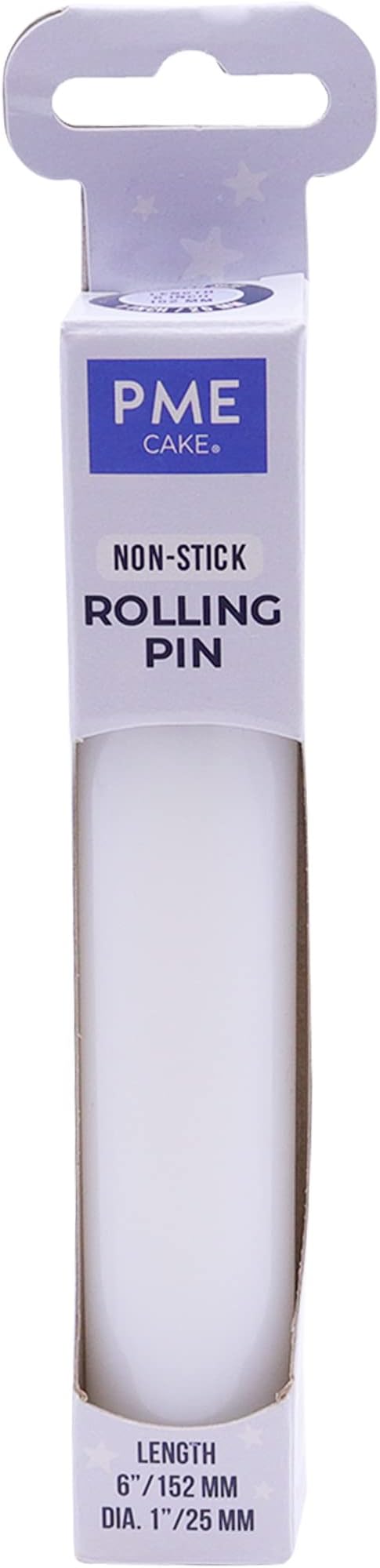 Knights Bridge Global PP85 PME Non-Stick Polyethylene Rolling Pin, 6" for Cake & Cookie Decorating, White, 6"