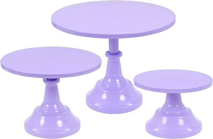 3 Pcs Cake Stand Set Metal Round Cake Holder Cupcake Stands 8/10/12 inch Purple Dessert Display Stands Dessert Table Decorations for Birthday Parties, Baby Shower,Wedding Banquets and Anniversary