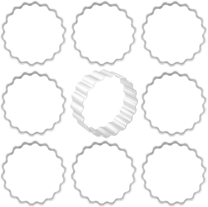 9 PCS Lace Round Scalloped Cookie Cutter Set Small Plaque Frame Cookie Cutters Shapes for Metal Biscuit Molds Sugar Cookies Fondant Baking