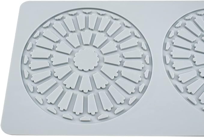 TUKE 3D Leaves Silicone Molds Flower Cake Fondant Mat Bee Leaf Pastry Moulds Rose Impression Chocolate Hollow Lace Mold (Circular_8.88x4.6x0.12inch_B)