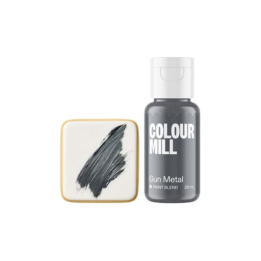 Colour Mill Edible Food Paint – Vibrant Cake & Fondant Decorating Colors for Cookies, Chocolate, Royal Icing & Desserts 20 Milliliters - Metallic Gun Metal