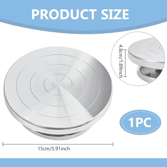 BENECREAT 5.9 Inch Aluminium Alloy Rotated Turntable Sculpting Pottery Wheel, Rotary Wheel Polymer Clay Tools for Craft Display Stand, Pottery Turntable DIY Baking Cake
