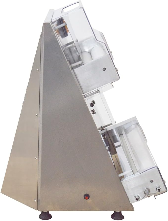 110V Commercial Automatic Pizza Dough Press Machine Adjustable Thickness 370W Electric Pizza Dough Roller Sheeter 4-15.7” Stainless Steel