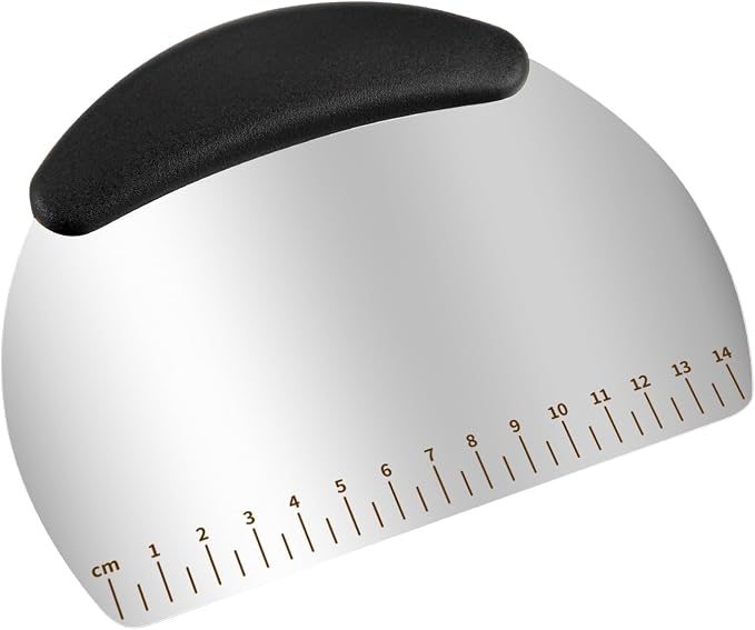 Professional Stainless Steel Dough Cutter and Scraper Combo - 2-in-1 Baking Tool for Bread, Pizza & Pastry | Multi-Use Bench Scraper with Kitchen Utensils Grip (Heavy Duty Dough Tool)