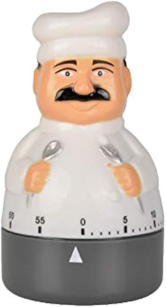 Jayron Mechanical Kitchen Timer 60 Minutes Countdown Timer Chef Shaped Alarm Clock,Suit for Children and Elderly,Used for Cooking Baking Facial Mask