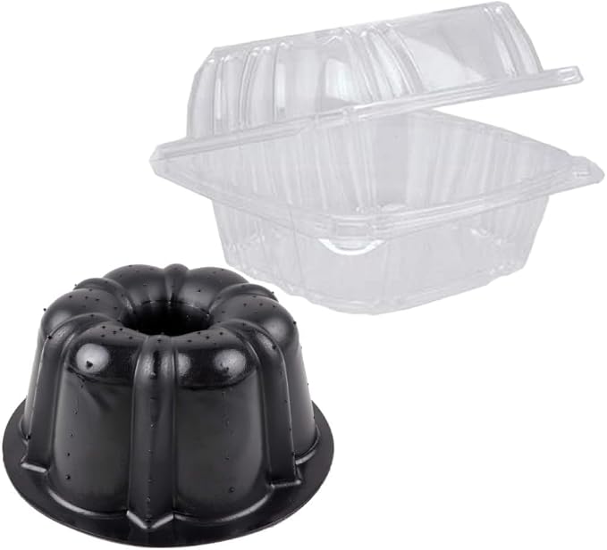 O'CREME Polystyrene Hinged-Lid Container 6 Inch Wide x 3.1 Inch High for Mini Cake Pan - Pack of 50