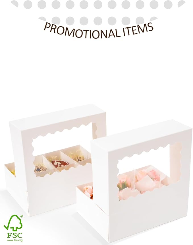 qiqee Auto-pop Up Cupcake Boxes with Window White 100PCS 6 Count Cupcake Box 9.4"x6.1"x3" Cupcakes Carrier, 6 Cupcake Containers