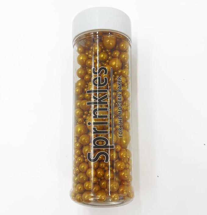 Edible Pearl Sugar Sprinkles Gold Candy 120g/ 4.2oz Baking Edible Cake Decorations Cupcake Toppers Cookie Decorating Ice Cream Toppings Celebrations Shaker Jar Wedding Shower Party Chirstmas Supplies