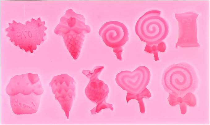 ZiXiang Ice Cream Cones Silicone Molds Donut Fondant Mold Lollipop Candy Mold For Cake Decorating Cupcake Topper Popsicle Polymer Clay Chocolate Gum Paste Set Of 4