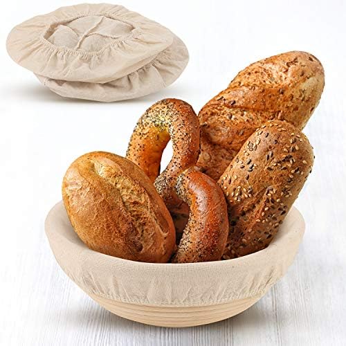 Tatuo 6 Pieces Bread Banneton Proofing Basket Liner Cloth Cover Round Brotform Liner Baking Dough Bread Baking Supplies(10 Inch Oval, 9 Inch Round)