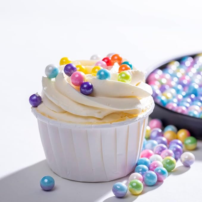 Rainbow Sprinkles Easter Edile Pearl Sprinkles Christmas sprinkles 130g 4.6OZ,Cake sprinkles,Cookie sprinkles,Sugar Pearl, Edible Candy Pearls for Cake Cupcake Decorationg (Rainbow-7mm)