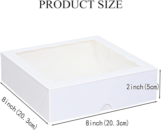 RomanticBaking 15pcs 8x8x2 Inches Bakery Boxes with Window Cookies Boxes Chocolate Covered Strawberries Box Bakery Treat Box Packaging for Cakesickle Pie Chocolate Truffle Easter