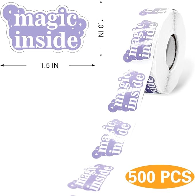 Muminglong 1.5 Inch Magic Inside Thank You Sticker for Small Business, Handmade Packaging, 500 PCS