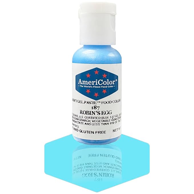 AmeriColor, Robins Egg, 0.75 Ounce Bottle, Soft Gel Paste Food Color