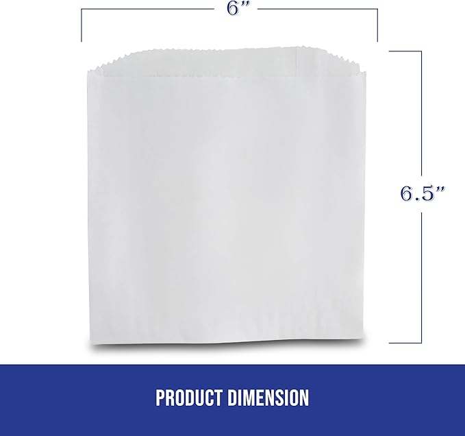 MT Products White Wax Cookie Bags 6" x 6.5" - Grease Resistant Paper Bakery Bags - Pack of 150