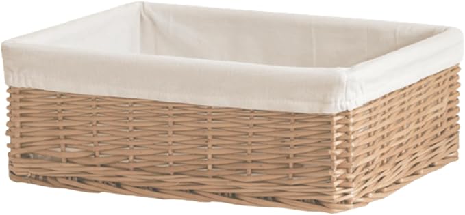 Handwoven Rattan Storage Basket with Removable Fabric Liner Desktop Organizers for Home Organization and Decoration Natural Fiber Closet Organizers Basket