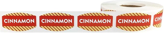 Cinnamon Grocery Store Food Labels .75 x 1.375 Inch Oval Shape 500 Total Adhesive Stickers