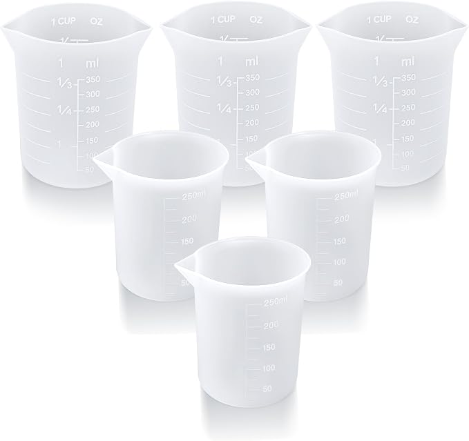 Palksky Silicone Measuring Cups for Melting Chocolate, 6PCS Chocolate Melting Cup with 250 & 350ml Capacity, Reusable Baking Supplies for DIY Chocolate Molds